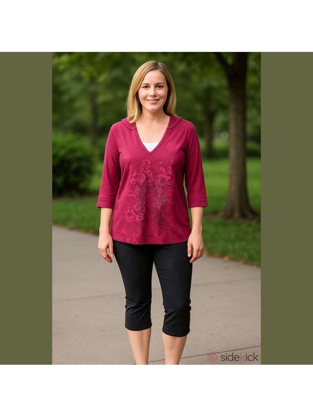 Style and Co Sport pullover hooded floral tee Woman’s size 1X
